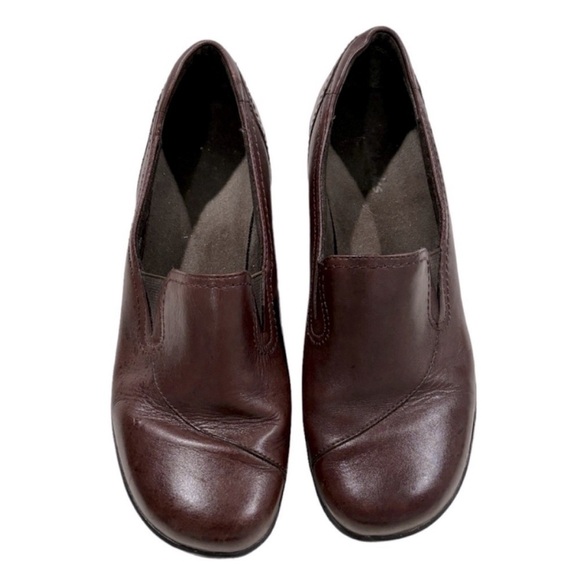 Clark's May's Poppy Bendables leather heel Loafers brown Slip On size 7 - Picture 2 of 9